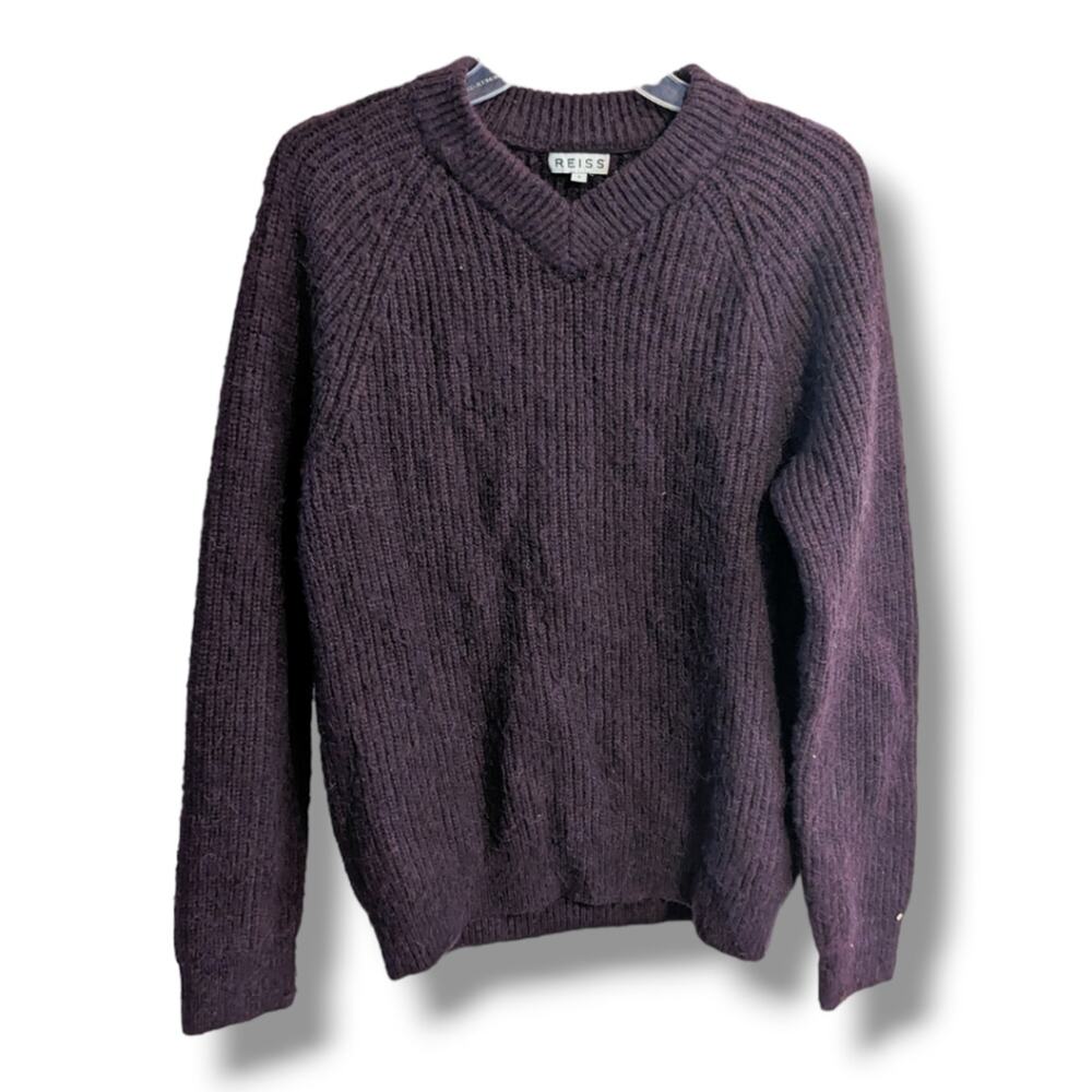 Reiss Frankie Rib Knit V-neck Sweater Size S